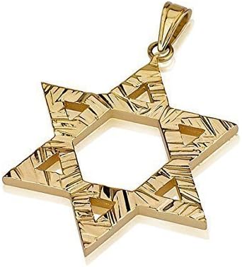 14k Gold Star of David Pendant with a unique textured finish