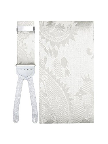 Silk Paisley Suspenders (White)