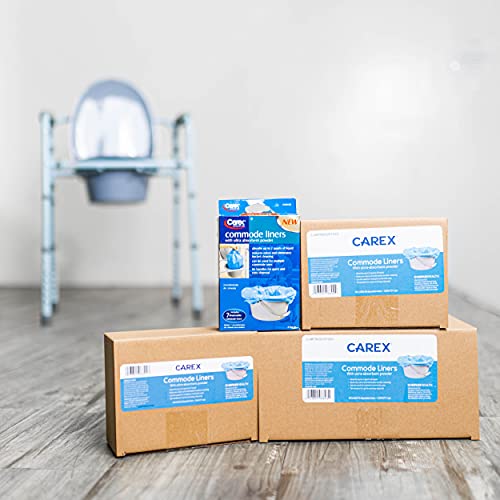 CAREX COMMODE LINERS, 42 LINERS – FITS MOST COMMODES, WITH ABSORBENT POWDER, HOLDS 2 QUARTS LIQUID, DISPOSABLE AND HYGIENIC, 7 TOILET LINERS/BOX, PACK OF 6
