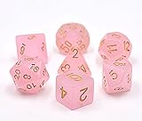 Polyhedral Dice Set Translucent Glitter Dice for DND Dungeons and Dragons TMG RPG Game inculded Purple Dice Bag (Pink)
