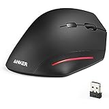Wireless Mouse, Anker Ergonomic USB 2.4G Wireless Vertical Mouse with 3 Adjustable DPI Levels 800 / 1200 / 1600 and Side Controls - Black