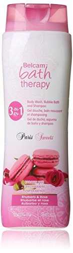 Paris Sweets 3-in-1 Body Wash, Bubble Bath and Shampoo, Rhubarb and Rose, 16.9 Fl Oz