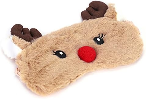 قناع العين كيومي كرتون الغزال للنساء والفتيات لطيف أحمر للأنف