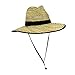 Mens UPF 50 Wide Brim Natural Straw Lifeguard Outback Sun Hat