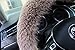 Valleycomfy Winter Warm Faux Wool Steering Wheel Cover with Handbrake Cover Gear Shift Cover Set Universal 15 Inch 1 Set 3 Pcs, Cameo Brown