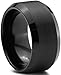 Charming Jewelers Tungsten Wedding Band Ring 10mm for Men Women Comfort Fit Black Beveled Edge Polished Brushed