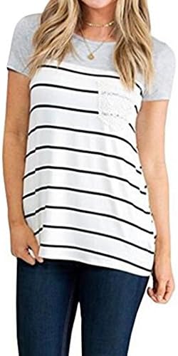 UGET Women's Casual Floral Print Back Short Sleeve Criss Cross V Neck Blouse Tops Asia M Grey