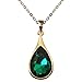 Navachi 18k Gold Plated Clear Crystal Green Pear-shaped Zircon Az6303p Pendant Necklace 16