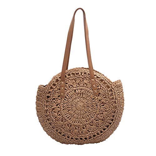 DreamedU Tote Bag for Women Shoulder Bag Large Straw Beach Insulated Summer Cute Cooler Travel for Girls Ladies (Khaki)