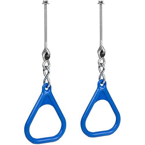 Swing Set Stuff Trapeze Rings (Blue) with Swing Hangers and SSS Logo Sticker