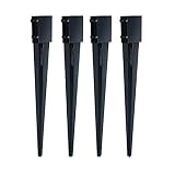 MTB Fence Post Anchor Ground Spike Metal Black Powder Coated 36 x 4 x 4 Inches Outer Diameter (Inner Diameter 3.5 x3.5 Inches), Pack of 4