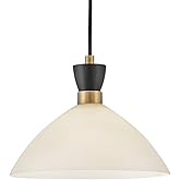 Lark Simon Single Light Convertible Pendant, Semi-Flush Mount or Adjustable Cord-Hung Pendant, Mid-Century Modern, Black, Her