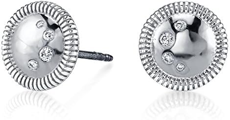 CHARLIZE GADBOIS Sterling Silver Diamond Stud Earrings, White Rhodium (0.045 cttw, I1-I2 Clarity)