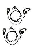 XFox 2Pin Advanced G Shape Clip-Ear PTT Headset Earpiece Mic for Motorola 2 Way Radios GP88S GP300 GP68 GP2000 GP88 GP3188 CP040 CP1200 A8 A6 A10 A12 Walkie Talkies(2Pack)