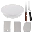 Cake Decorating Turntable,Thsinde Cake Decorating Supplies With Decorating Comb/Icing Smoother(3pcs),2 Icing Spatula With Sided & Angled