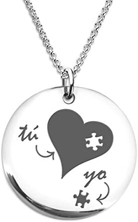 Dijes Tú y Yo Corazón Stainless Steel Necklace Regalo San Valentín
