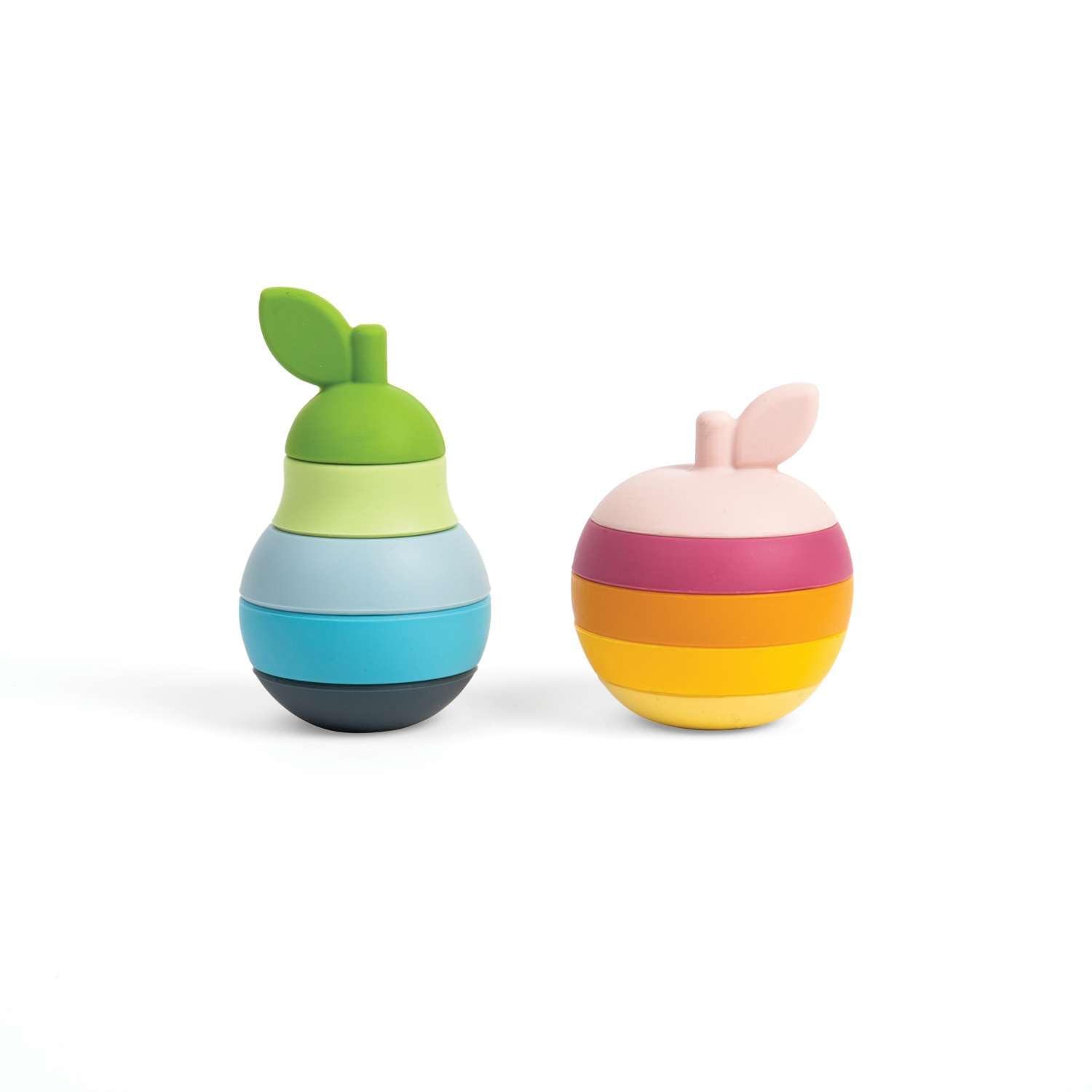 Bigjigs Toys Stacking Apple & Pear - 10 Piece Baby Stacking Toy, Silicone Baby Stacking Rings, Teething Toys, Montessori Toys For Babies