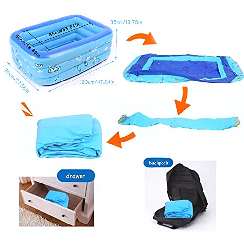 Blue Kiddie Pool Extra Thick Portable Pools for Kids, Sealive