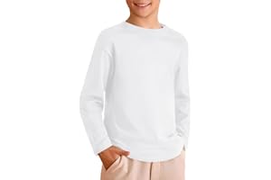 ZDC Kids Boys Long Sleeve T Shirts Crewneck Tops Fashion Basic Tee Clothes 5-14 Years