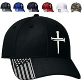 Adjustable Jesus 3 Nail Cross Hat with American Flag