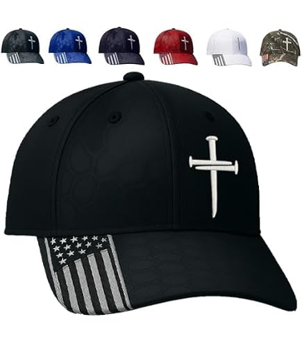 Christian Cross Baseball Cap, Religious Cross Design, Black