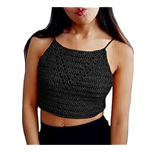 Aooword Crop Top voor dames, gebreide spaghettibandjes, mouwloos, Cami Tops