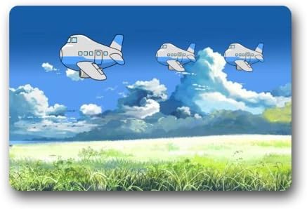 23.6"(L)x15.7"(W) 3/16"-Painting Aircraft White Clouds Clean Machine Indoor And Outdoor Doormat Door Mat