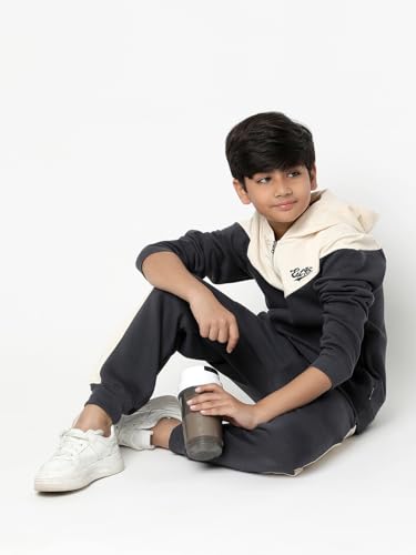 Lil Tomatoes Boys Heavy Weight Cotton Fleece Track Suit, CHARCOAL, 13-14 Years 4