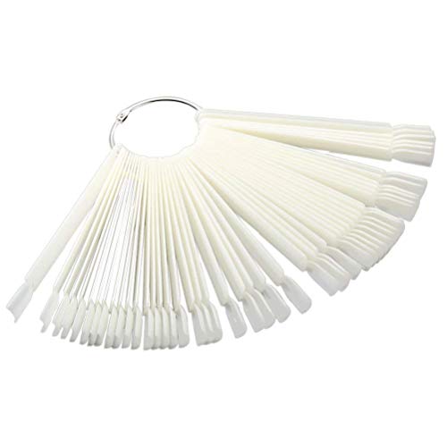 Dealglad 50pcs False Nail Art Tips Sticks Nail Polish Color Card Plates Display Swatches Nail Art Practice Templates (White)