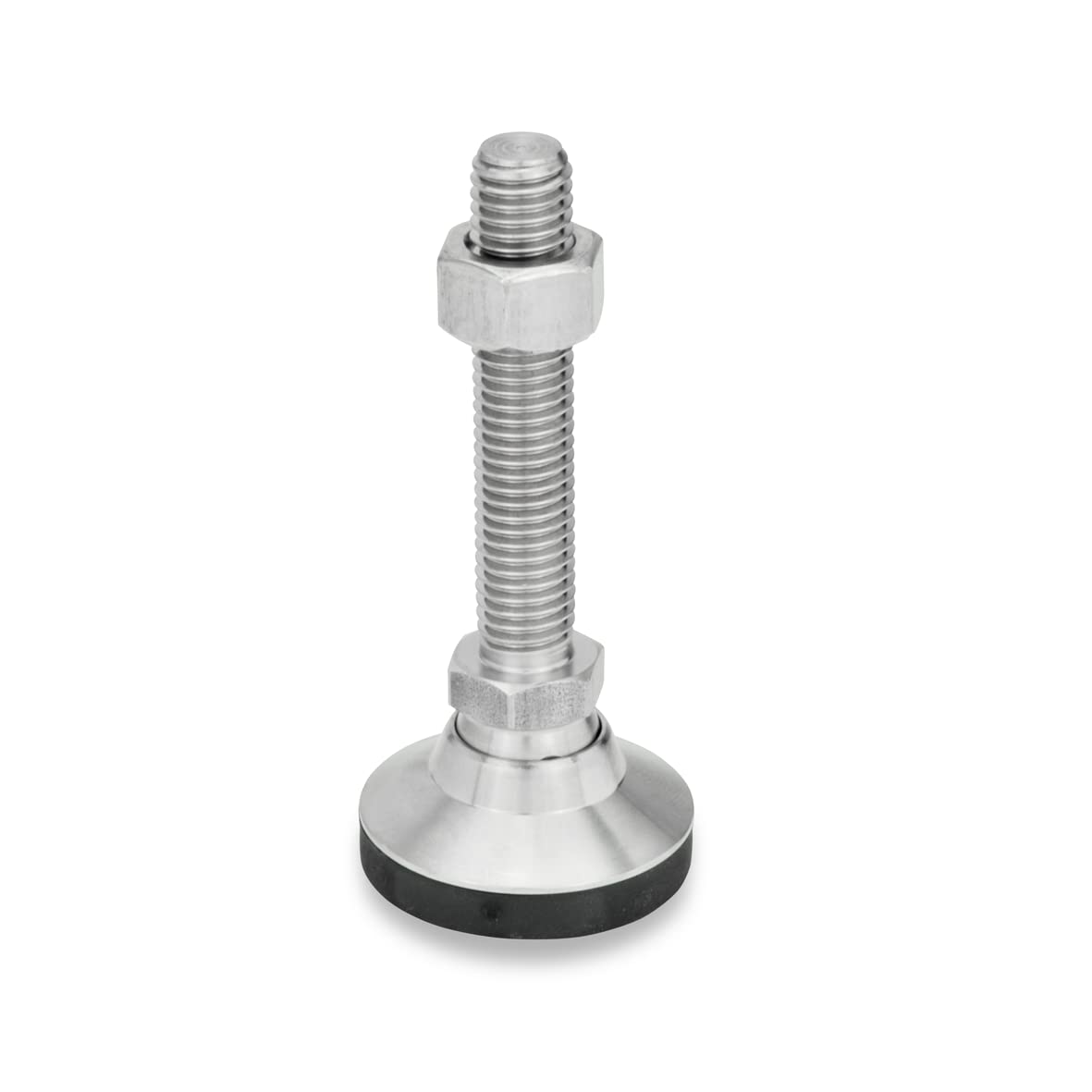 Ganter Normelemente Adjustable foot, articulated foot, furniture foot, stainless steel, GN 343.6-32-M8-63-KR, plastic cap, non-slip, thread M8 x 63