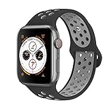 AdMaster Compatible for Apple Watch Bands 42mm,Soft Silicone Replacement Wristband for iWatch Apple Watch Series 1/2/3 - M/L Black Grey