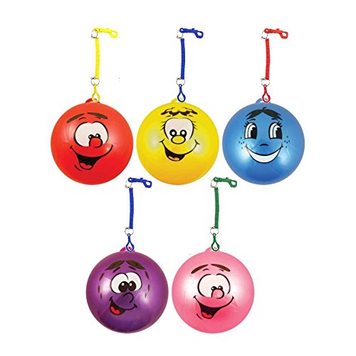 HENBRANDT 5 x Smelly Fruits Smile Face Balls 23cm - Uninflated With Hooks & Spiral Keyrings