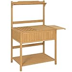 Best Choice Products Outdoor Garden Wooden Potting Bench Recessed Storage Work Station