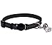 BINGPET Safety Nylon Reflective Cat Collar Breakaway Adjustable Cats Collars with Bell and Bling Paw Charm, Black