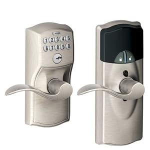 Image of Schlage FE599NX CAM 619 ACC 619 Home Keypad Lever with Nexia Home Intelligence, Satin Nickel