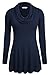Ninedaily Womens Basic Long Sleeve Cowl Neck Solid Flare Tunic Tops For Leggings Casual Blouse