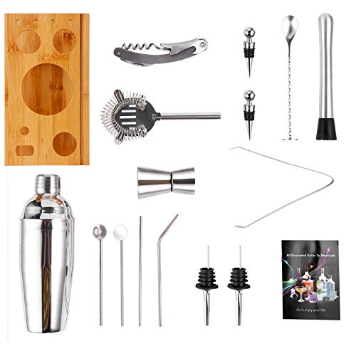 SUPHOOK Cocktail Set 17 Teilig, Cocktail Shaker 750ML, Cocktail Shaker Edelstahl Bar-Werkzeug-Set, Cocktail Set mit… – Bild 3