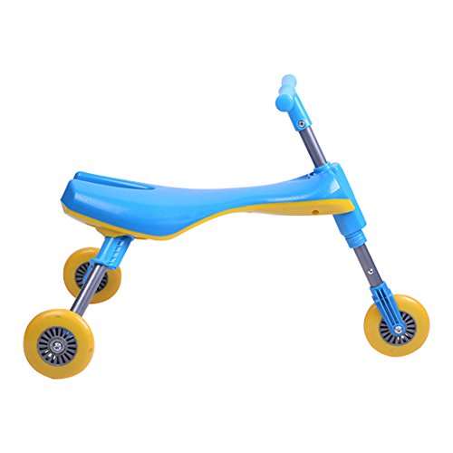 Freshday Toddlers Glide Tricycle for Indoor and Outdoor Use, Foldable Kids Fly Bike Trike Scooter, Non Scratch Wheels and No Assembly Required (Blue) - Thumbnail 3