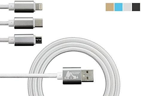 Outdoor Paradise Hi Speed 3-in-1 with Type C/Lightning/Micro USB | Charges iPhone X 8/8S 7/7S to 5/5S | Samsung Galaxy S8/S8+ to S5/S5+ | Surface | GoPro | Nintendo Switch | Charge 3 at Once | Silver