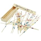ULAKY Wooden Pick Up Sticks And Box Traditional Game Pickup Stick Toy