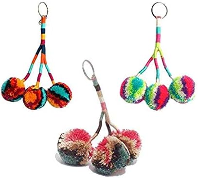 Assorted (3) Wayuu Pom Pom Keychains - 94