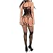 MMkiss Sexy Lingerie Women Fishnet Sheer Open Crotch Body Stocking Bodysuit Lingerie Black