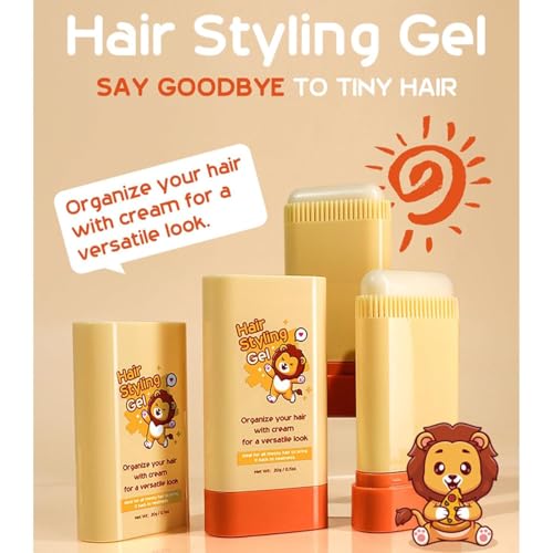 Hair Wax Stick for Kids Styling, 2-in-1 Design with Built-in Comb for Children Hair Styling Gel, Moisturizing, Natural Ingredients Refreshing and Non-Greasy, Easy to Styling