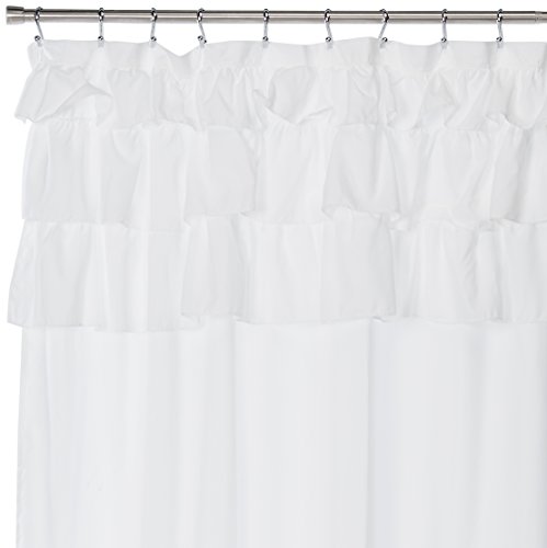 Free Shipping Grace White Shower Curtain Solid Cottage Top Shower