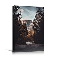 Canvas Wall Art Autumn Dramatic Forest Landscape Living Room Orange Photography Rustic - 12x18 inches