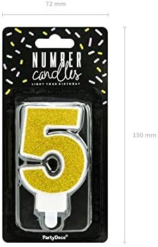 PartyDeco Birthday Candle Number 5 Gold Glitter Cake Decoration Cake Toppers Muffin Bakes Birthday Wedding Anniversary Candles for Adults Children - Image 3