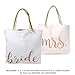 Tri-Coastal Design Bride Canvas Tote Bag: Large Reusable Cloth Fabric Shoulder Bags with Handles for Women - Reversible Purse Totes for Bridal Party