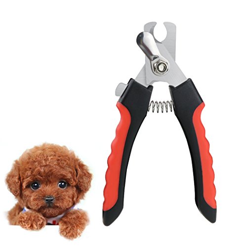 CEESC Pet Nail Clipper for Dogs and Cats, Sharp Nail Trimmer with Nail File Together, Red Essential Grooming Kit - Thumbnail 3