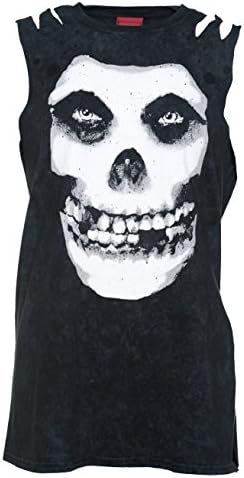 Ultrakult Womens Black Acid Was Misfits Skull Slash Shoulder T Shirt from