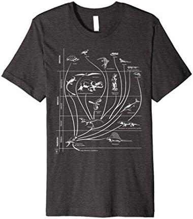 Mens Dinosaur Evolution T-Shirt by EncycloArt | Paleontology Dino Large Dark Heather